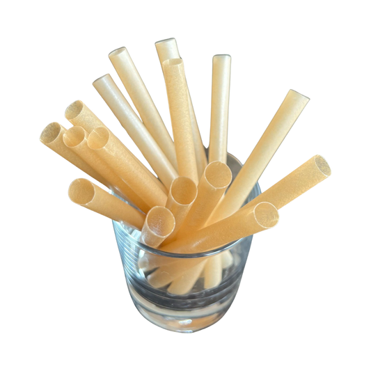 Sugarcane Drinking Straws - SHORT WIDE (10mm x 140mm) - 500 ct