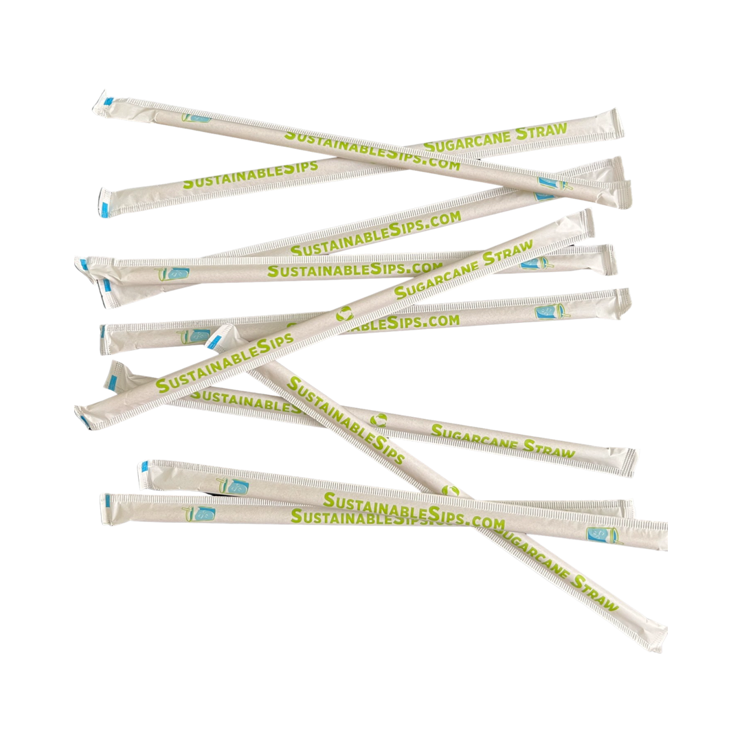 Sugarcane Drinking Straws - WRAPPED (7.87 in) - 1,000 ct